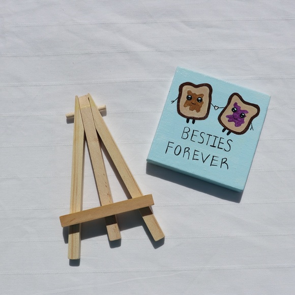 Handmade 3x3inch Mini Canvas, free wood easel - Picture 3 of 4